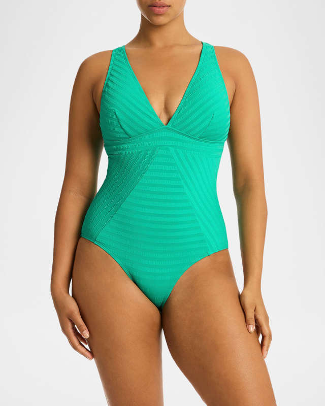 Capri Panel Line One-Piece Swimsuit